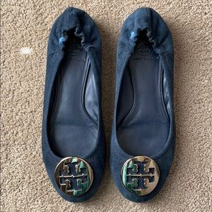TORY BURCH Navy Suede Flats